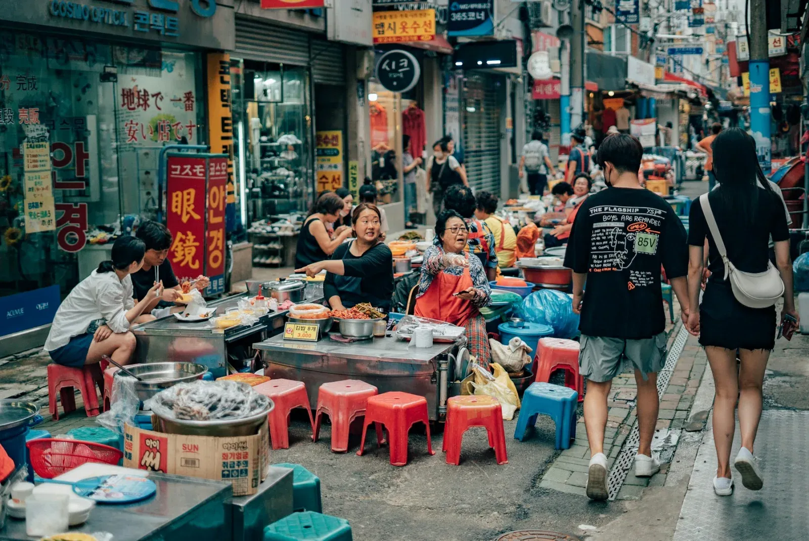 A fish market aisle in Jagalchi, Busan