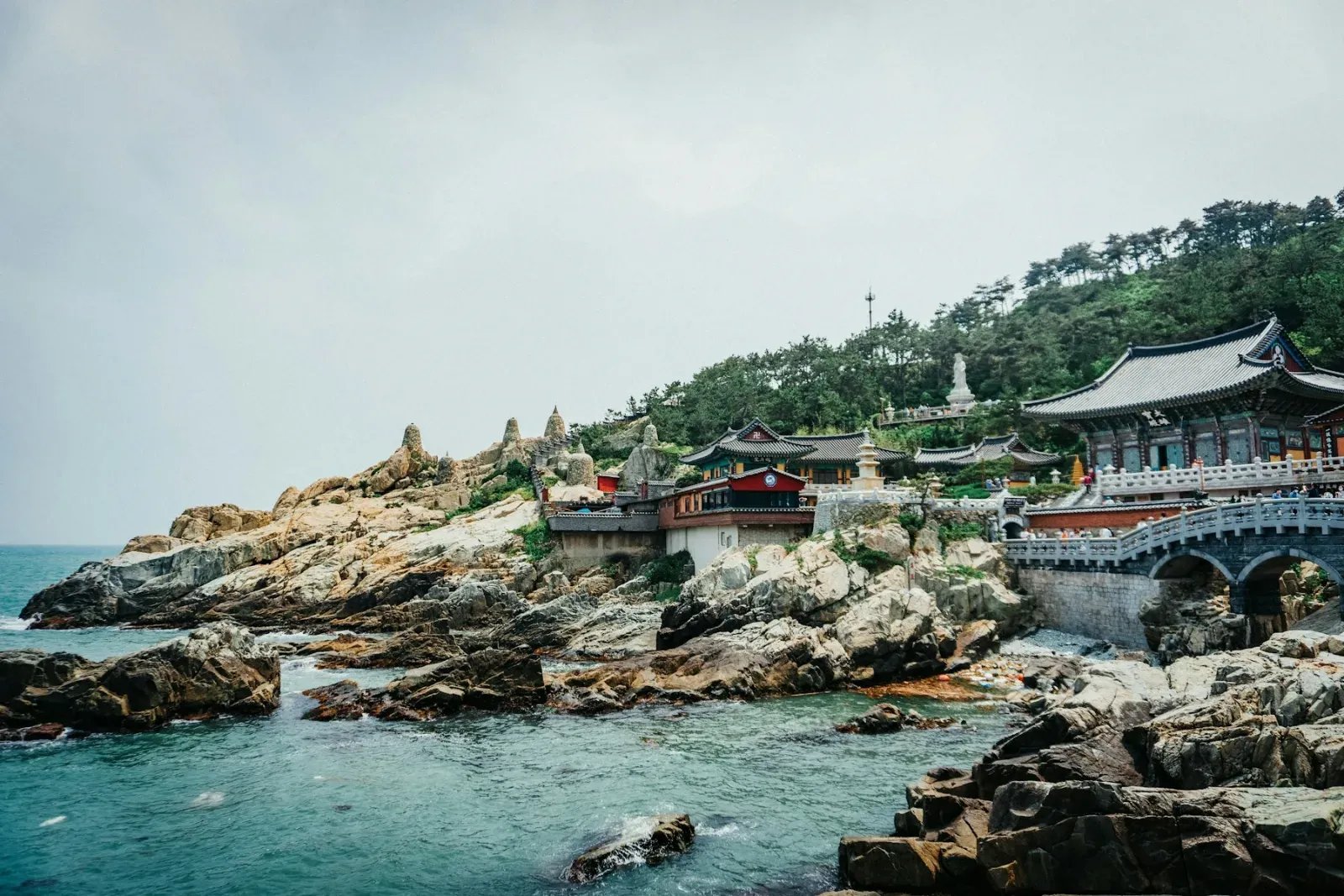 A coastal temple path in Busan